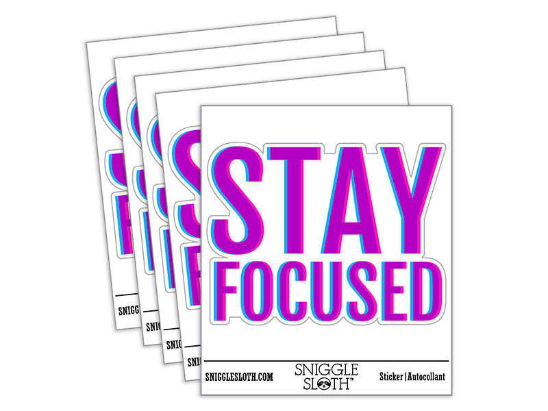 Stay Focused Double Vision Optical Illusion Waterproof Vinyl Phone Tablet Laptop Water Bottle Car Window Bumper Decal Sticker Set - 5 Pack