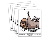 Stay Trashy Raccoon Funny Trash Panda Waterproof Vinyl Phone Tablet Laptop Water Bottle Car Window Bumper Decal Sticker Set - 5 Pack