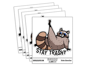 Stay Trashy Raccoon Funny Trash Panda Waterproof Vinyl Phone Tablet Laptop Water Bottle Car Window Bumper Decal Sticker Set - 5 Pack