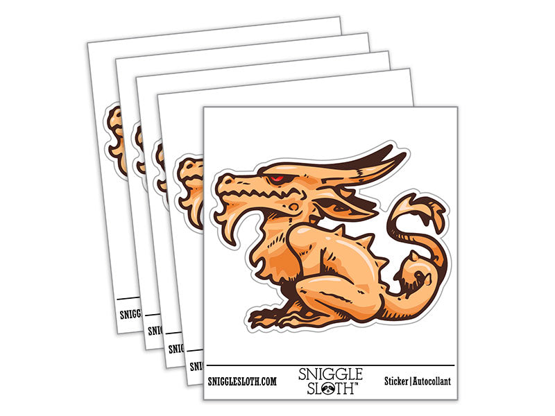 Stoic Dragon Kobold Creature Sitting Waterproof Vinyl Phone Tablet Laptop Water Bottle Car Window Bumper Decal Sticker Set - 5 Pack