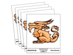 Stoic Dragon Kobold Creature Sitting Waterproof Vinyl Phone Tablet Laptop Water Bottle Car Window Bumper Decal Sticker Set - 5 Pack