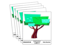 Stylized Geometric Tree Blocky Artsy Waterproof Vinyl Phone Tablet Laptop Water Bottle Car Window Bumper Decal Sticker Set - 5 Pack