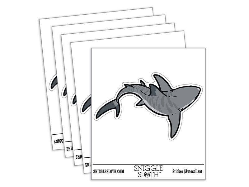 Swimming Tiger Shark Ocean Fish Waterproof Vinyl Phone Tablet Laptop Water Bottle Car Window Bumper Decal Sticker Set - 5 Pack