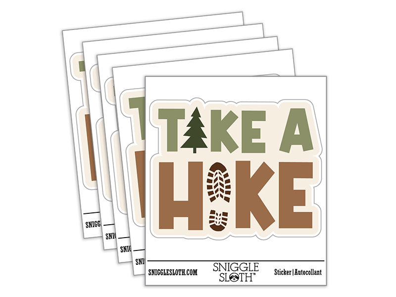 Take a Hike Tree Footprint Waterproof Vinyl Phone Tablet Laptop Water Bottle Car Window Bumper Decal Sticker Set - 5 Pack
