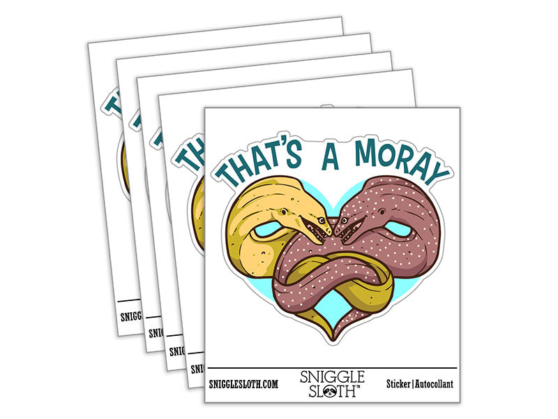 That's A Moray Amore Eels Heart Fish Love Funny Waterproof Vinyl Phone Tablet Laptop Water Bottle Car Window Bumper Decal Sticker Set - 5 Pack