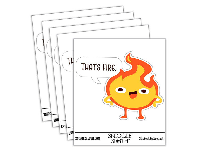 That's Fire Funny Flame Cartoon Compliment Waterproof Vinyl Phone Tablet Laptop Water Bottle Car Window Bumper Decal Sticker Set - 5 Pack