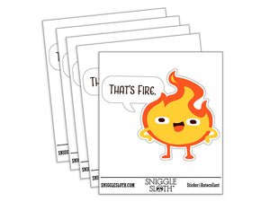 That's Fire Funny Flame Cartoon Compliment Waterproof Vinyl Phone Tablet Laptop Water Bottle Car Window Bumper Decal Sticker Set - 5 Pack