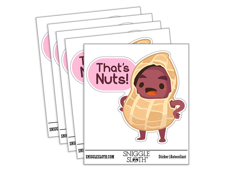 That's Nuts Cute Suprised Peanut in Shell Waterproof Vinyl Phone Tablet Laptop Water Bottle Car Window Bumper Decal Sticker Set - 5 Pack