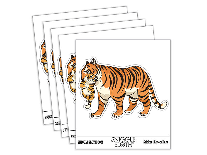 Tiger Mom Cub Cute Baby Cat Waterproof Vinyl Phone Tablet Laptop Water Bottle Car Window Bumper Decal Sticker Set - 5 Pack