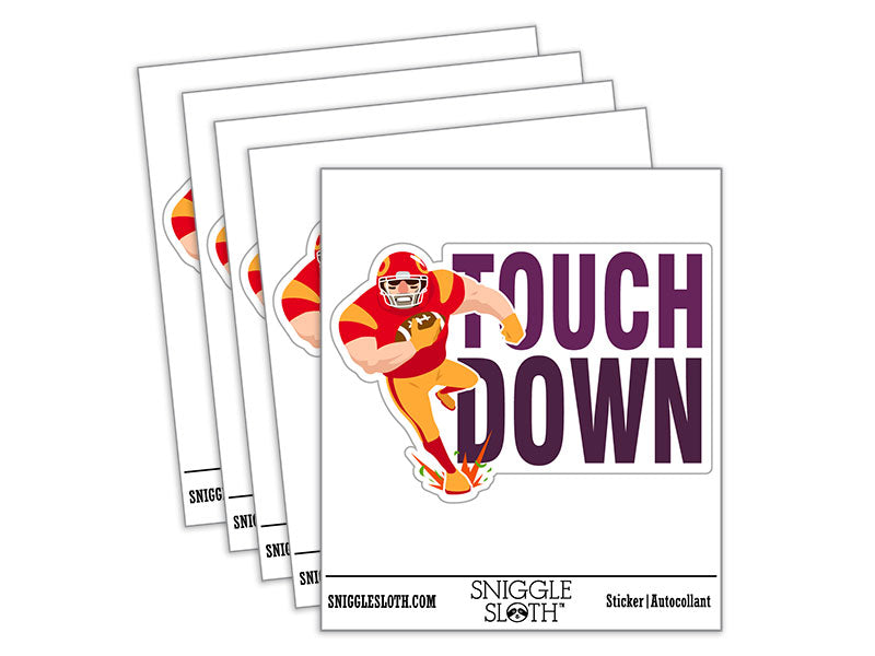 Touch Down Football Player Running Sports Waterproof Vinyl Phone Tablet Laptop Water Bottle Car Window Bumper Decal Sticker Set - 5 Pack