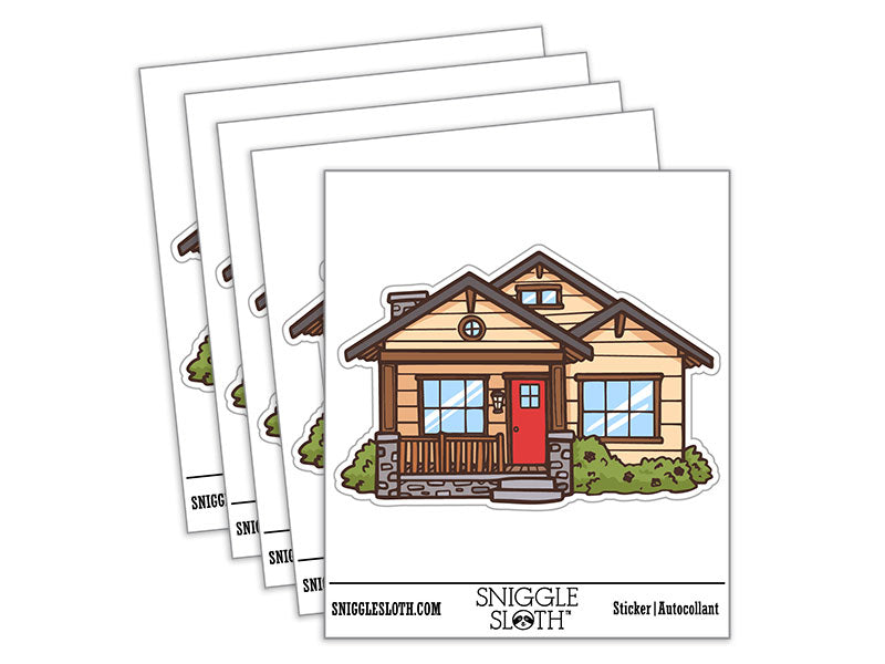 Traditional Craftsman Style House Home Waterproof Vinyl Phone Tablet Laptop Water Bottle Car Window Bumper Decal Sticker Set - 5 Pack