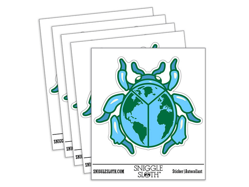 Travel Bug World Globe Beetle Waterproof Vinyl Phone Tablet Laptop Water Bottle Car Window Bumper Decal Sticker Set - 5 Pack