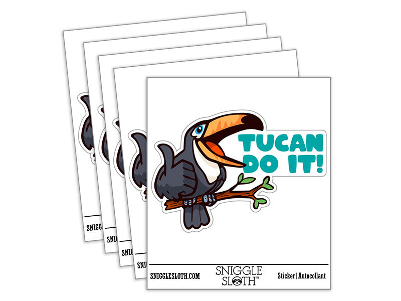 Tucan Do It Encouraging Bird Waterproof Vinyl Phone Tablet Laptop Water Bottle Car Window Bumper Decal Sticker Set - 5 Pack