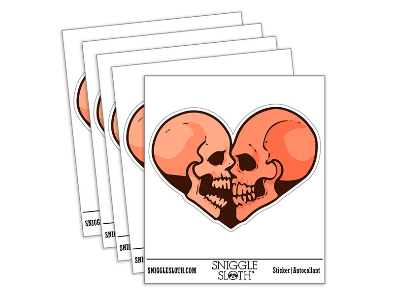 Two Skulls Kissing Heart Waterproof Vinyl Phone Tablet Laptop Water Bottle Car Window Bumper Decal Sticker Set - 5 Pack