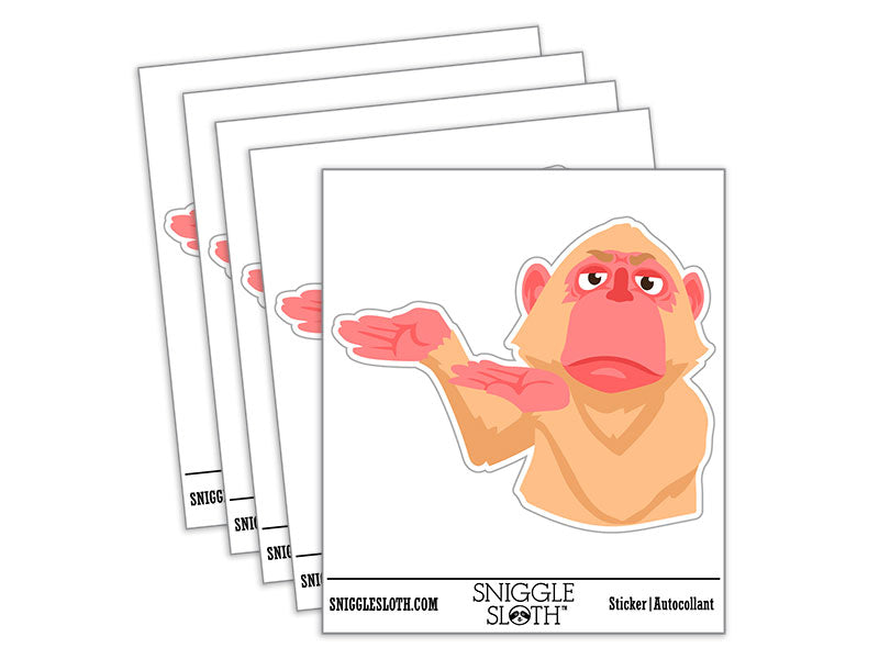 Unamused Monkey Presenting with Hands Gesture Waterproof Vinyl Phone Tablet Laptop Water Bottle Car Window Bumper Decal Sticker Set - 5 Pack