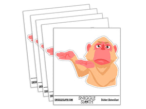 Unamused Monkey Presenting with Hands Gesture Waterproof Vinyl Phone Tablet Laptop Water Bottle Car Window Bumper Decal Sticker Set - 5 Pack
