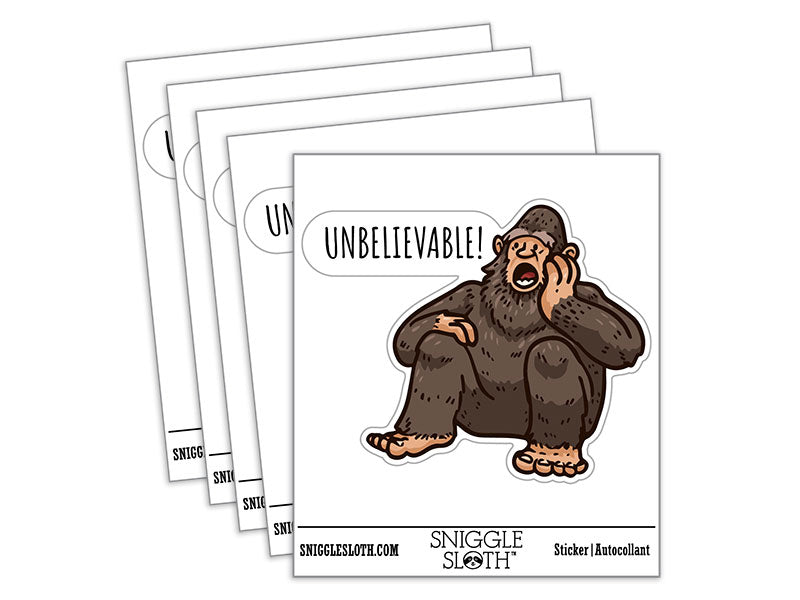 Unbelievable Shocked Bigfoot Cryptid Sasquatch Waterproof Vinyl Phone Tablet Laptop Water Bottle Car Window Bumper Decal Sticker Set - 5 Pack