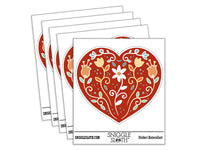 Warm Heart With Floral Flower and Vine Pattern Waterproof Vinyl Phone Tablet Laptop Water Bottle Car Window Bumper Decal Sticker Set - 5 Pack