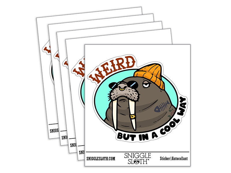 Weird But In A Cool Way Walrus Hipster Waterproof Vinyl Phone Tablet Laptop Water Bottle Car Window Bumper Decal Sticker Set - 5 Pack