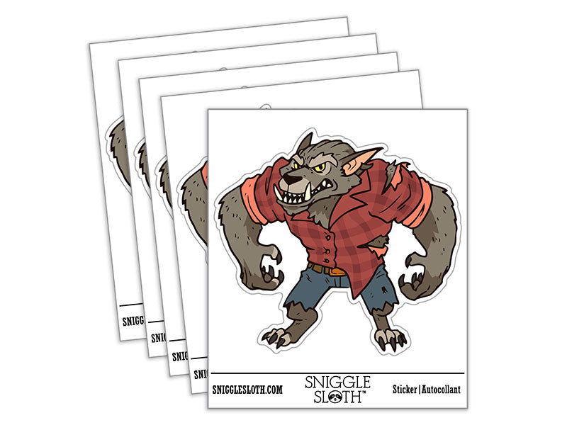 Werewolf Wolf Man Monster Creature Halloween Waterproof Vinyl Phone Tablet Laptop Water Bottle Car Window Bumper Decal Sticker Set - 5 Pack