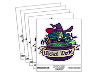 Wicked Work Witch Cauldron Brewing Potion Halloween Compliment Waterproof Vinyl Phone Tablet Laptop Water Bottle Car Window Bumper Decal Sticker Set - 5 Pack