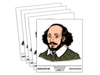 William Shakespeare Bard Playwright Historical Figure Waterproof Vinyl Phone Tablet Laptop Water Bottle Car Window Bumper Decal Sticker Set - 5 Pack
