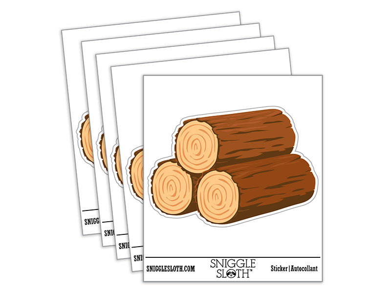 Wood Logs Lumber Pile Trees Waterproof Vinyl Phone Tablet Laptop Water Bottle Car Window Bumper Decal Sticker Set - 5 Pack