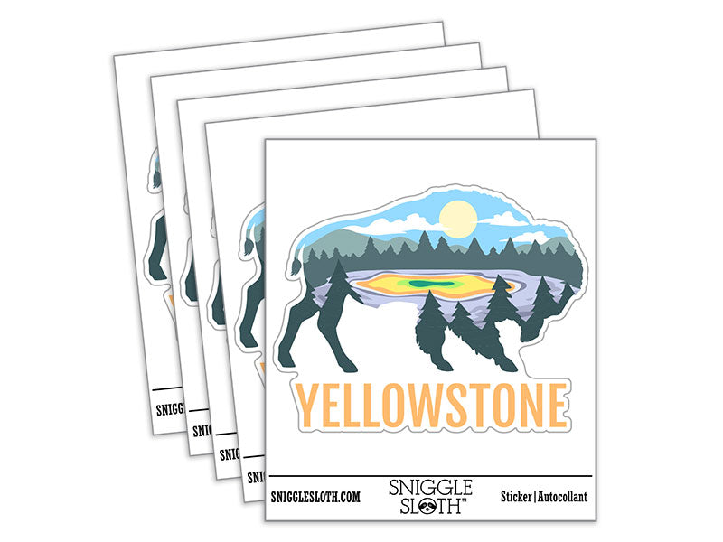 Yellowstone National Park Bison Silhouette Waterproof Vinyl Phone Tablet Laptop Water Bottle Car Window Bumper Decal Sticker Set - 5 Pack