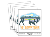 Yellowstone National Park Bison Silhouette Waterproof Vinyl Phone Tablet Laptop Water Bottle Car Window Bumper Decal Sticker Set - 5 Pack