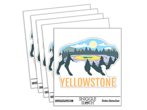 Yellowstone National Park Bison Silhouette Waterproof Vinyl Phone Tablet Laptop Water Bottle Car Window Bumper Decal Sticker Set - 5 Pack