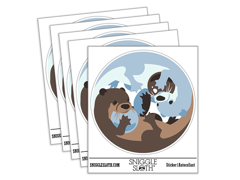 Yin Yang Otters Holding Hands Zen Circle Waterproof Vinyl Phone Tablet Laptop Water Bottle Car Window Bumper Decal Sticker Set - 5 Pack
