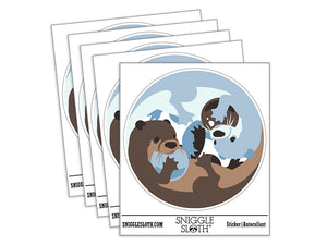 Yin Yang Otters Holding Hands Zen Circle Waterproof Vinyl Phone Tablet Laptop Water Bottle Car Window Bumper Decal Sticker Set - 5 Pack