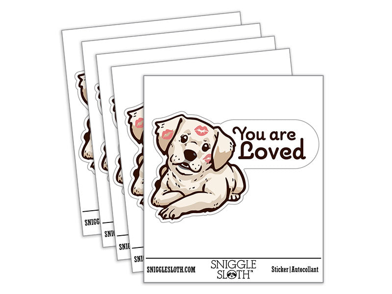 You Are Loved Puppy Lipstick Kisses Waterproof Vinyl Phone Tablet Laptop Water Bottle Car Window Bumper Decal Sticker Set - 5 Pack