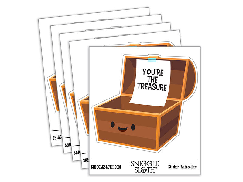 You're the Treasure Chest Funny Compliment Waterproof Vinyl Phone Tablet Laptop Water Bottle Car Window Bumper Decal Sticker Set - 5 Pack