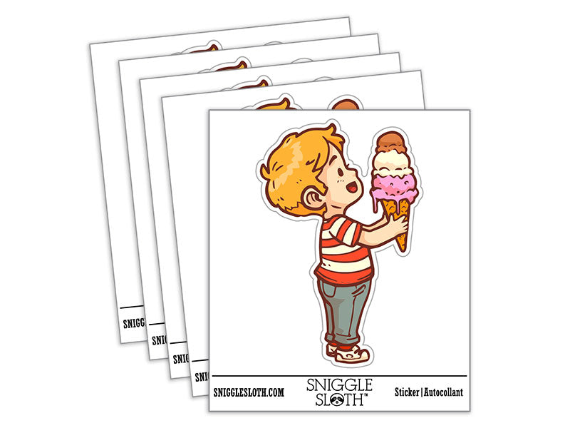 Boy Kid with Ice Cream Cone Summer