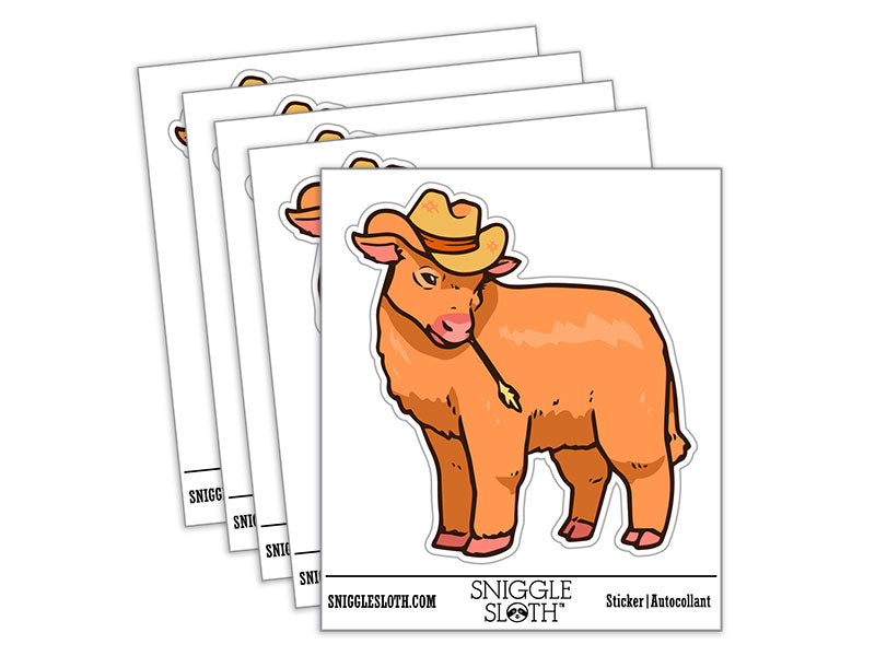 Cute Fluffy Cow with Cowboy Hat Calf