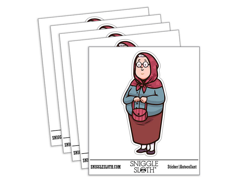 Elderly Grandmother with Scarf and Purse