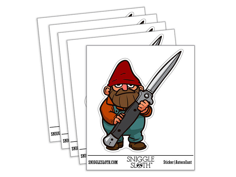 Garden Gnome with Switchblade Pocket Knife Funny