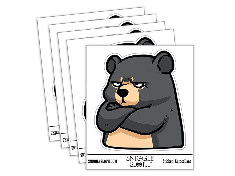 Grumpy Cartoon Black Bear Arms Crossed