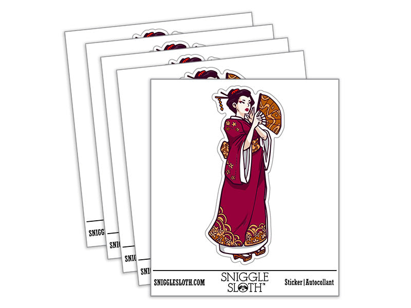 Japanese Geisha Woman Kimono Fan
