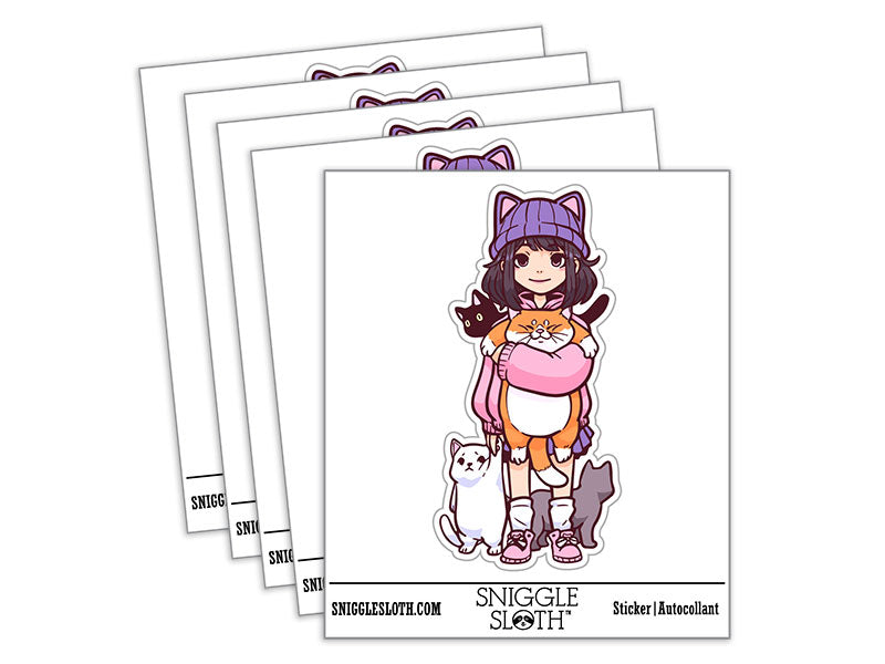 Kawaii Cat Girl with Cats