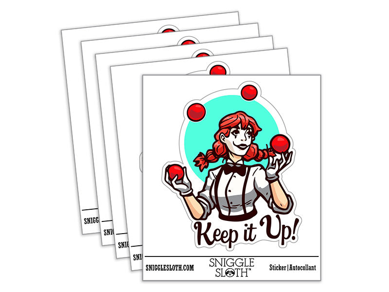 Keep It Up Encouraging Juggling Clown Woman