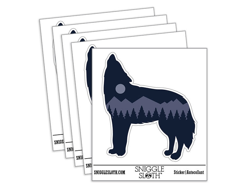 Mountain Scene Wolf Silhouette
