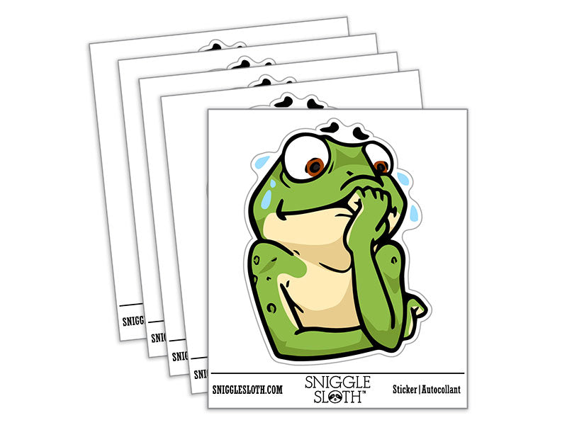 Nervous Scared Sweating Frog Biting Fingernails