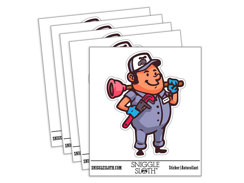 Professional Plumber Man with Plunger and Pipe Wrench