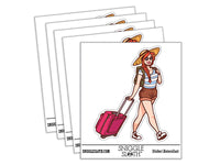 Tourist Adventurer Traveler Girl with Luggage