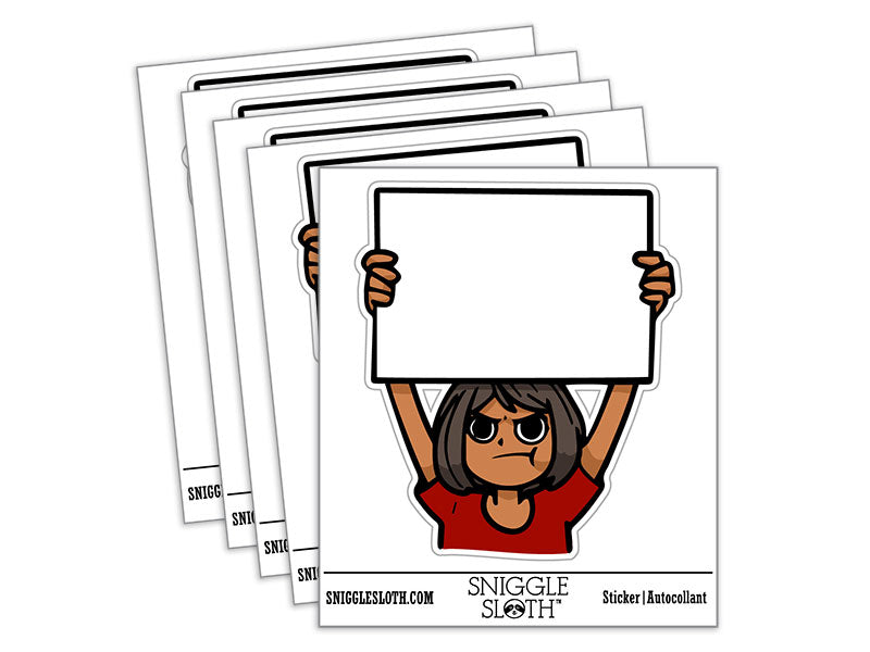 Upset Angry Girl With Blank Sign Protest