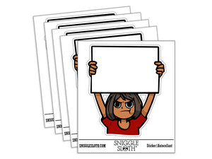 Upset Angry Girl With Blank Sign Protest