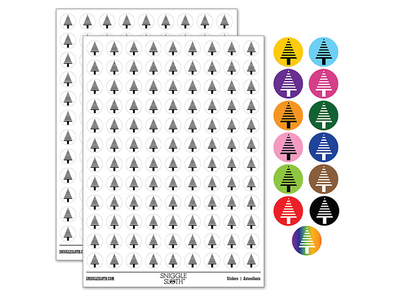 Striped Pine Woodland Tree 200+ 0.50" Round Stickers