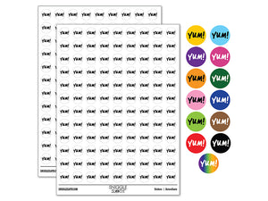 Yum Food Cooking Fun Text 200+ 0.50" Round Stickers